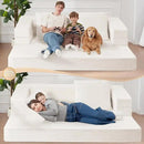 Folding Bean Bag Chair for Adults,3-in-1 Bean Bag Couch Faux Fur Floor Sofa Large Beanbag Convertible Bean Bag Sofa Bed with Pillow in Bedroom,Living Room,Apartment(Queen,Milky White) by CozyNest Decor