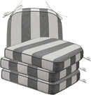 Round Corner Seat Cushions, 17" x 16" x 2", Set of 4, Indoor Outdoor Water Repellent Universal Chair Pads with Ties for Patio Furniture, Garden Deck Dining Chairs, Gray Stripe by GreenHaven Gardens