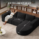 Modular Sectional Sofa with L-Shape Chaise,Cloud Sectional Modern Sleeper Couch with Deep Seat,Sponge Compression Sofas No Assembly Required(Black-Corduroy Fabric) 1PCS by CozyNest Decor