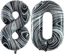 GOER Number 80 Balloons for 80th Birthday Party Decorations,42 Inch Jumbo Foil Helium Balloons for 80th Anniversary (Marble Black) by TinyTreasures Baby Boutique