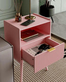 Nightstand,Modern Bedside Table with Storage Drawer and Open Wood Shelf, Accent Night Stand with Solid Wood Legs for Living Room, Bedroom and Small Spaces,Easy Assembly (Pink) by CozyNest Decor