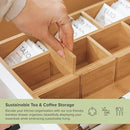 Premium Tea Bags and Coffee Pods Drawer Organizer – Small 9-Compartment Design with Removable Wall Inserts, Non-Slip Feet, 100% Sustainable Bamboo by CozyNest Decor