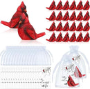 Roowest 72 Pcs Memorial Cardinal Gift Set Include Mini Red Cardinal Bird Statue Figures and Red Feathered Cards and Bags for Sympathy Memorial Gift by GreenHaven Gardens