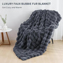 Cozy Faux Fur Throw Blanket for Bed-Warm Fuzzy Throw Blanket, Soft Plush Thick Bubble Blankets for Bedroom and Living Room, Furry Luxury Blanket, 90 x 108, Grey by CozyNest Decor