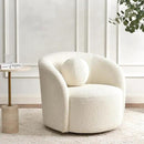 KINWELL Sherpa Swivel Barrel Chair & Round Ball Pillow Set - 34" Wide Modern Boucle Accent Chair with 9” Matching Nordic Decorative Throw Pillow for Living Room and Bedroom(Cream) by CozyNest Decor