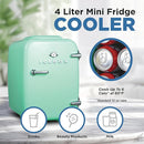 IBMF4MNT Fridge for Bedroom, Skincare, Portable Cooler & Warmer for Makeup, for Office & Home Refrigerator, Mini (4 L / 6-Can), Mint Green by CozyNest Decor
