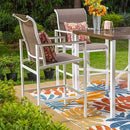 PHI VILLA Outdoor Bar Table, High Patio Table with Umbrella Hole, White Legs, Metal Frame, Sturdy & Durable for Outdoor & Indoor by CozyNest Decor