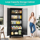 75" Tall Pantry Cabinet,Farmhouse Kitchen Pantry Storage Cabinets with 2 Doors and 5 Shelves,Black Metal Storage Cabinet,Large Cupboard for Home,Kitchen,Dining/Living Room by CozyNest Decor