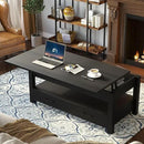Rolanstar Coffee Table, 47.2" Lift Top Coffee Table with Drawers and Hidden Compartment, Retro Central Table with Wooden Lift Tabletop, for Living Room,Black by CozyNest Decor