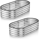 Galvanized Raised Garden Beds Outdoor // 4×2×1 ft (2-Pack) Planter Raised Beds for Gardening, Vegetables, Flowers // Large Metal Garden Box (Silver) // Patented Tool-Free Design by GreenHaven Gardens