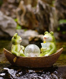 Solar Frogs Boating Statue Garden Decor: Outdoor Sculpture Lights Decorations Art Ornament Yard Lawn Backyard - Ideal Gifts for Women Mom Grandma by CozyNest Decor