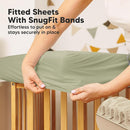 Waterproof Crib Mattress Protector Cover Fitted - 2-Pack Quiet Baby Crib Mattress Pad Sheets, 52" x 28" Soft Quilted Cotton Baby Sheet, Machine Washable, Easy Fit, Durable (Avocado/Mavy) by TinyTreasures Baby Boutique