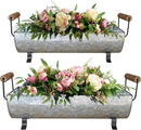 Galvanized Metal Trough Succulent Planter Farmhouse Metal Tray Rustic Tabletop Centerpiece Décor Set of 2 by GreenHaven Gardens