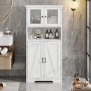 GarveeHome 54in Tall Bathroom Cabinet, Farmhouse Storage Cabinet with Glass Doors and Adjustable Shelves, Freestanding Kitchen Pantry Cabinets, Cupboard for Living Room, Dining Room, White by CozyNest Decor