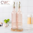 COOK WITH COLOR Glass Olive Oil Dispenser Bottle - 2 Pack, 17 oz Cruet - Elegant Carafe Decanter with Spout for Kitchen, Suitable for Vinegar, Coffee Syrups & Other Liquids by CozyNest Decor
