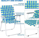 VINGLI Patio Lawn Webbed Folding Chairs Outdoor Beach Portable Camping Chair for Yard, Garden (4, Blue, Oversized) by GreenHaven Gardens