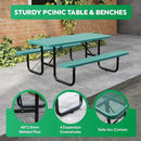 6FT Metal Picnic Tables for Outdoors, Commercial Rectangular Picnic Table and Bench Set for Outside, Patio, Garden, Backyard, Porch, Surface Mount, Green by GreenHaven Gardens