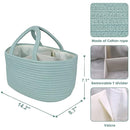 Diaper Caddy Organizer for Baby Cotton Rope Nursery Storage Bin Basket Portable Holder Tote Bag for Changing Table Car Travel Baby Shower Gifts Newborn Essentials Registry Must Haves Light Green by TinyTreasures Baby Boutique