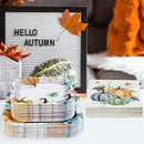 Grencian 200Pcs Fall Plates and Napkins Square Blue Pumpkins Plate Thanksgiving Paper Plates Pumpkin Wood Grain Dinnerware for Baby Shower Fall Harvest Family Thanksgiving Party Decorations, Serves 50 by CozyNest Decor