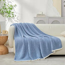 Snuggle Sac Ultra Soft Waffle Throw Blanket for Couch Bed Sofa 50x60 inches, Reversible Blue Blanket Microfiber Fluffy Fuzzy Cozy Knit Throws for Women Mothers Birthday Gifts by CozyNest Decor