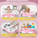 Collapsible Baby Bathtub,Baby Bath Tub with Thermometer & Soft Cushion,Baby Bathtub for Newborn to Toddler 0-36 Months,Portable Travel Baby Tub with No-Slip Feet,Baby Shower Gifts,Pink by TinyTreasures Baby Boutique