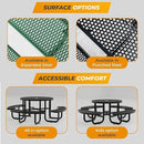 Metal Picnic Tables for Outdoors with Umbrella Hole - Coated Steel Heavy Duty Commercial Grade Table with Adjustable Seats (Black, 38 in, Round, Expanded Steel) by GreenHaven Gardens