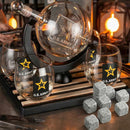 Army Globe Whiskey Decanter Set & 4 Liquor Glasses by The Wine Savant