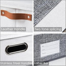 PRANDOM Foldable Storage Bins with Lids [3-Pack] Fabric Collapsible Storage Boxes Baskets Cubes Containers with Handles for Closet Living Room Bedroom (Grey & White 14.9x9.8x9.8'') by CozyNest Decor