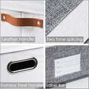 PRANDOM Foldable Storage Bins with Lids [3-Pack] Fabric Collapsible Storage Boxes Baskets Cubes Containers with Handles for Closet Living Room Bedroom (Grey & White 14.9x9.8x9.8'') by TinyTreasures Baby Boutique