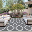 OutdoorLines Outdoor Plastic Area Rugs for Patio 6x9 ft - Reversible Outside Carpet, Stain & UV Resistant RV Mats, Straw Rug for Camping, Deck Garden, Porch and Balcony, Moroccan Grey & Light Grey by GreenHaven Gardens