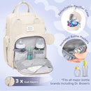 RUVALINO Diaper Bag Backpack-Multifunction Baby Travel Bag with Changing pad, Insulated Bottle Holders & Pacifier Case, Large Capacity, Waterproof, Beige by TinyTreasures Baby Boutique