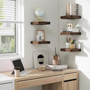 fuqing Floating Shelves for Wall, Bathroom Shelf Wall Mounted for Storage, Shelves with Invisible Bracket for Bedroom, Kitchen, Living Room, Farmhouse Small Book Shelf, 6.5 Inch Set of 3, Walnut by CozyNest Decor