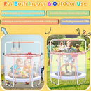 60'' Toddler Trampoline with Safety Enclosure Net, Trampoline for Kids Certified by ASTM USA 2-8 Year Old for Indoor, Lawn Garden by TinyTreasures Baby Boutique