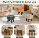 13in Small Foot Stool Ottoman, Round Faux Leather Foot Rest for Couch, Under Desk Pouf Footstool Footrest with Non-Skid Rubber Legs for Ling Room, Bedroom, 13''L x 13''W x 10.2''H, Green by CozyNest Decor