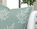 VAGMINE Embroidered Leaves Throw Pillow Cover - 20x20 Inches Square - 100% Cotton Light Teal Cushion Cover - Elegant Leaf Embroidery - Soft Boho Accent for Sofa, Lounge, Contemporary Décor by CozyNest Decor
