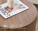 CIMOTA Round Wood Nesting Coffee Table Set of 2, Modern Circle Travertine End Side Table Sets for Living Room, Walnut Wooden Color/No Assembling by CozyNest Decor