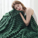 NEWCOSPLAY Super Soft Twin Blanket Dark Green Premium Silky Flannel Fleece 3D Ribbed Jacquard Lightweight Bed Blanket All Season Use (Dark Green Ribbed, Twin(60"x80")) by CozyNest Decor