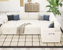 VanAcc Pull Out Sofa, 112 Inch Oversized U Shape Sleeper Sofa Couch with Storage Chaise & 3 Seater, Comfy Couch with Pull Out Bed for Living Room, White Boucle by CozyNest Decor