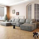 136" Sectional Couches for Living Room Modern Modular Sofa with L-Shape Couchs Upholstered Boneless Couch Deep Seat Sectional Couch with Chaise (Grey, Left Facing Chaise+3Seaters+Ottoman) by CozyNest Decor
