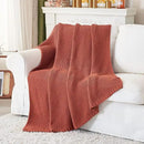 Longhui bedding Chunky Cable Knit Throw Blanket Lightweight Rust 100% Organic Cotton Blanket for Sofa Couch Bed Baby Nursery, Rustic Shabby Chic Modern Farmhouse, 51” x 63” Give Laundering Bag by CozyNest Decor