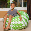 Posh Beanbags Bean Bag Chair, Large-38in, Pattern Chevron Green and White by TinyTreasures Baby Boutique
