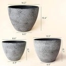 LA JOLIE MUSE 14.2/11.3/8.6 Inch Planters,Set of 3 Indoor/Outdoor Round Planters,Grey Tree Planters,Plant Container with Drain Holes,Flower Pots for Patio and Deck by GreenHaven Gardens