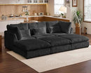 Oversized Modular Sofa, Extra Deep Cloud Corduroy Sectional Couch with Ottoman Chaise, Fluffy Chenille 6 Seater Couch Bed for Living Room, Villa (Sofa Bed 6 Seater, Corduroy Black) by CozyNest Decor