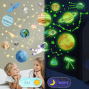 Watercolor Solar System Wall Decals, Glow in The Dark Stars, Kids Planets Sticker for Ceiling, Astronaut Wall Stickers for Bedroom（Green） by TinyTreasures Baby Boutique
