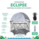 Baby Delight Go with Me Eclipse Deluxe Portable Playard | Playpen | Sun Canopy | Indoor and Outdoor | Ultra Padded Nylon Floor | Elephant Grey by TinyTreasures Baby Boutique