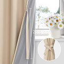 XWZO 100% Blackout Curtains 84 Inches Length with Tiebacks, Light Blocking Rod Pocket Window Drapes with Black Liner Backing for Bedroom/Kid's Room, Biscotti Beige, W70 x L84, Set of 2 by TinyTreasures Baby Boutique