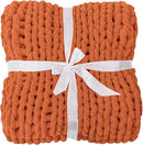 Bigacogo Chunky Knit Throw Blanket for Couch, 40x60 inches, 100% Hand Knitted with Thick Jumbo Chenille Yarn, Cozy Soft Large Rope Knot Cable Crochet Blankets for Sofa Bed Living Room, Terracotta by CozyNest Decor