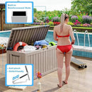Vixzen 80 Gallon Resin Deck Box, Lockable Outdoor Storage Box for Patio Cushions Storage Furniture,Garden Tools, Pool Supplies, Weatherproof and UV Resistant- Grey by CozyNest Decor