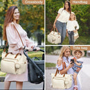 Diaper Bag Tote, Large Baby Diaper Bags Waterproof, Hospital Bag for Labor Delivery with Pacifier Case, Changing Pad, Shoulder Strap, Beige by TinyTreasures Baby Boutique