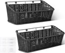 GRANNY SAYS Wicker Hanging Basket, 2 Pack Wall Basket for Kitchen, Fruit and Vegetable Storage Cabinet, Pantry Storage Spice Organization for Cabinet, Adhesive Shelf for Bathroom, Black by GreenHaven Gardens